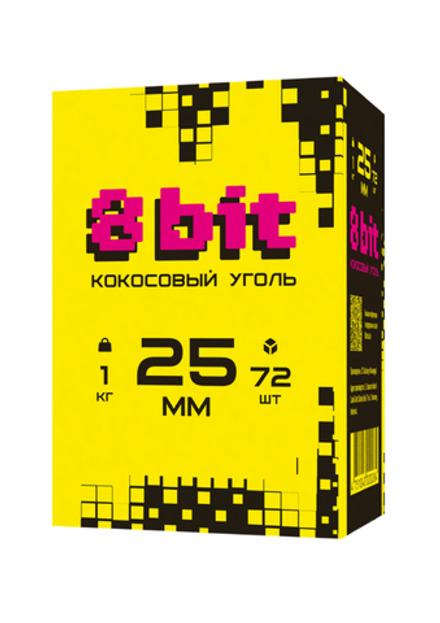 Кокосовый уголь для кальяна 8 BIT 25мм (72шт)