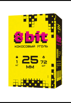 Кокосовый уголь для кальяна 8 BIT 25мм (72шт), изображение 1